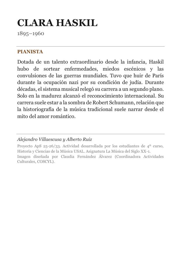 Cartela: Clara Haskil