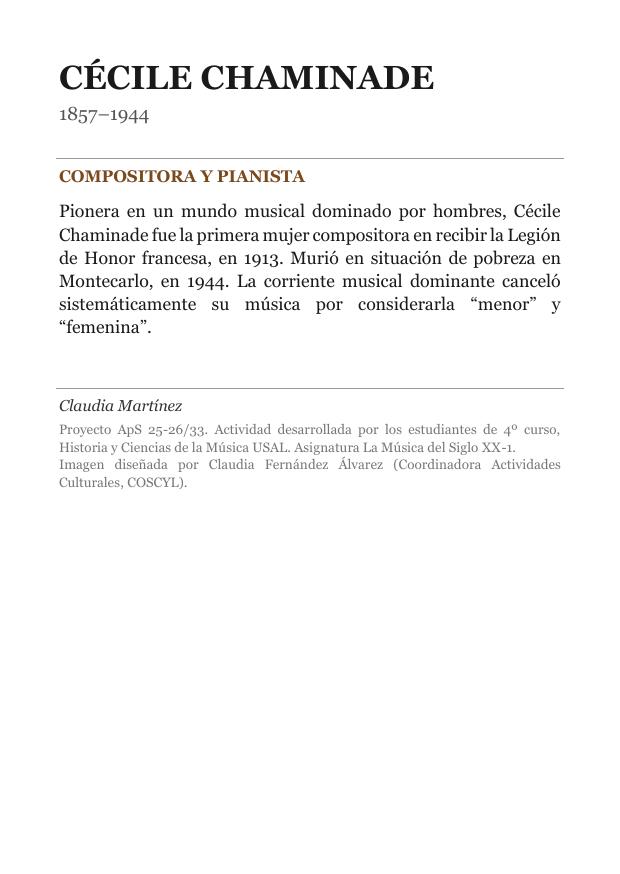 Cartela: Cécile Chaminade