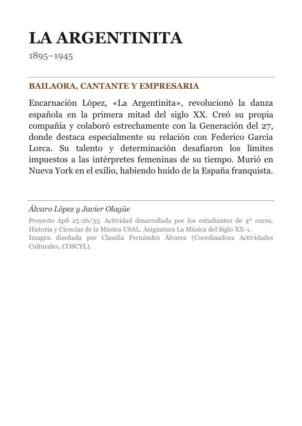 Cartela: La Argentinita